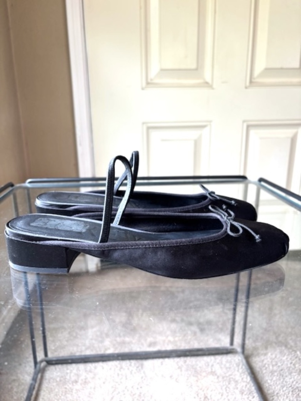 $148 J CREW Teagan Ballet Flat Mules in Black Satin EUC/sz 8 - Picture 7 of 13